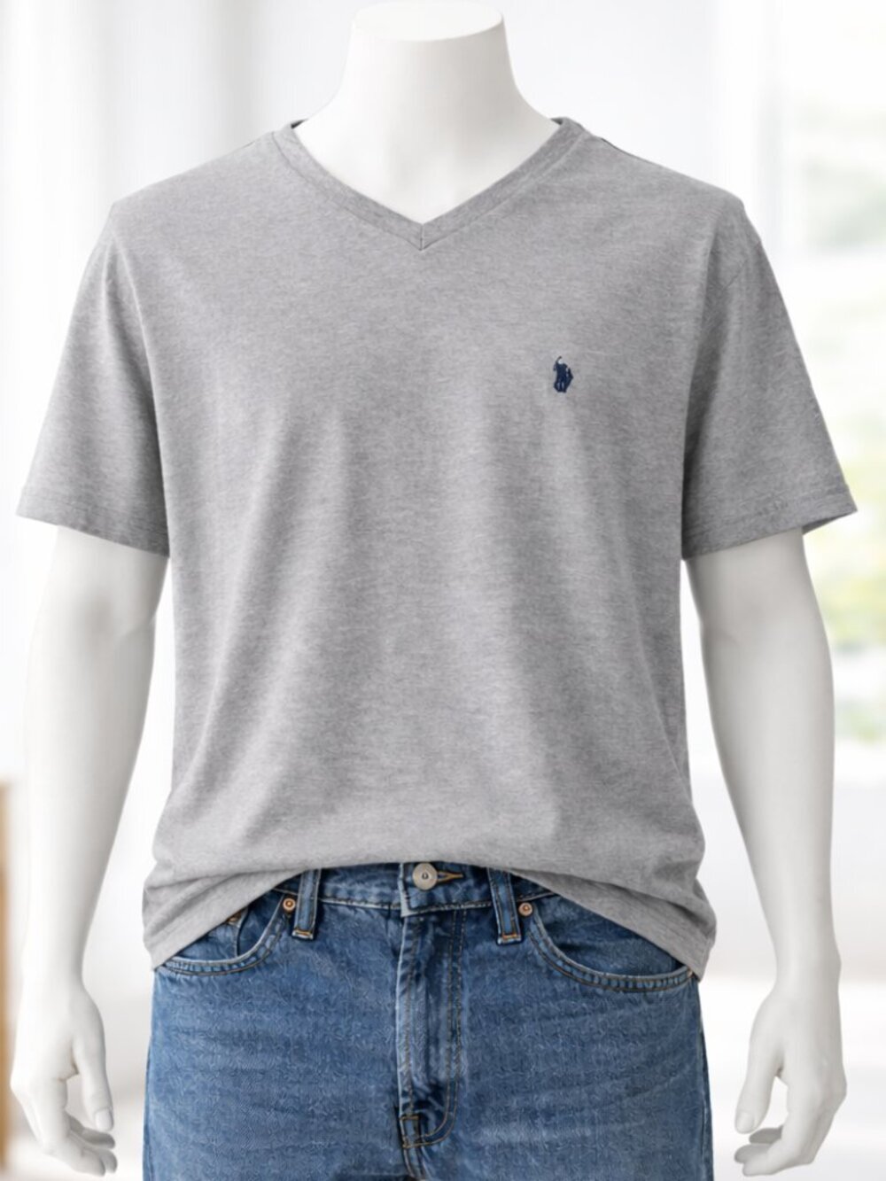U.S. Polo Assn. T Shirt Mens 2XL Gray Short Sleeve V Neck